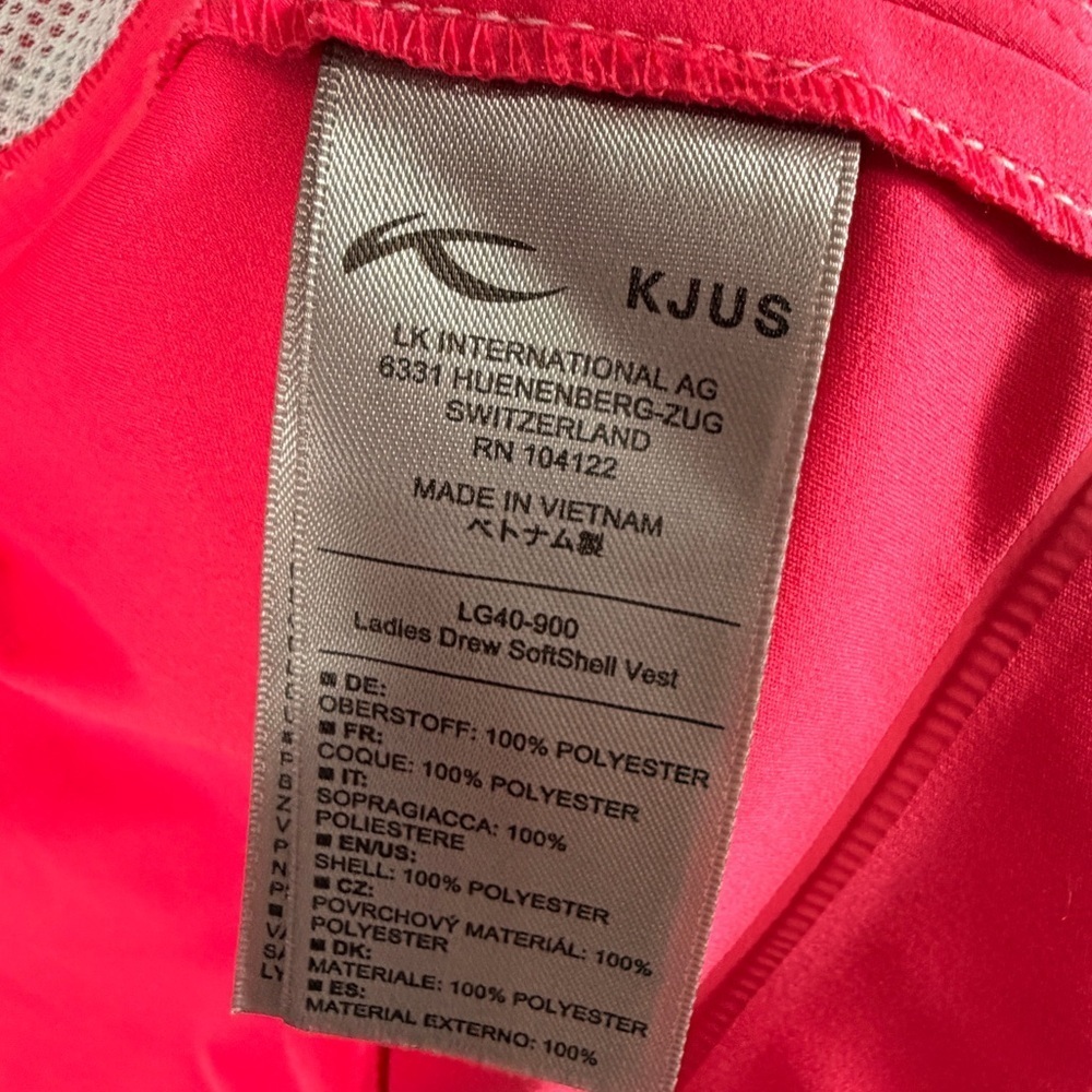 Kjus Softshell womens golf Vest Pink Lightweight Zip Front Womens Size M - Picture 10 of 13